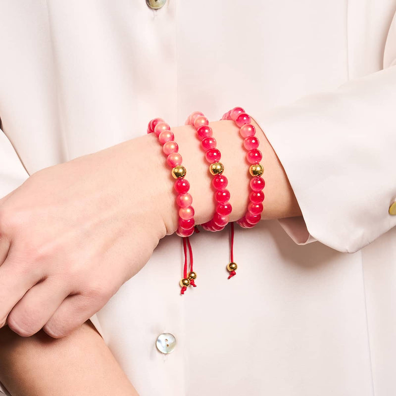 Maraschino Cherry | Shimmer Glass | Macrame Bracelet