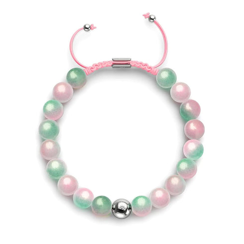 Tranches de melon | Verre scintillant | Bracelet macramé