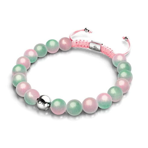 Tranches de melon | Verre scintillant | Bracelet macramé