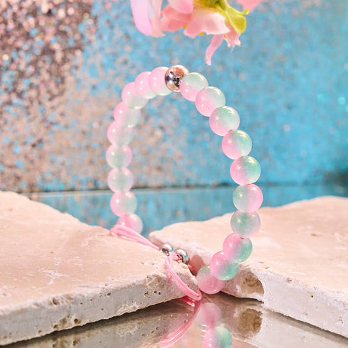 Tranches de melon | Verre scintillant | Bracelet macramé