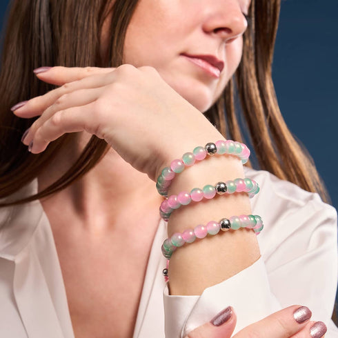 Tranches de melon | Verre scintillant | Bracelet macramé