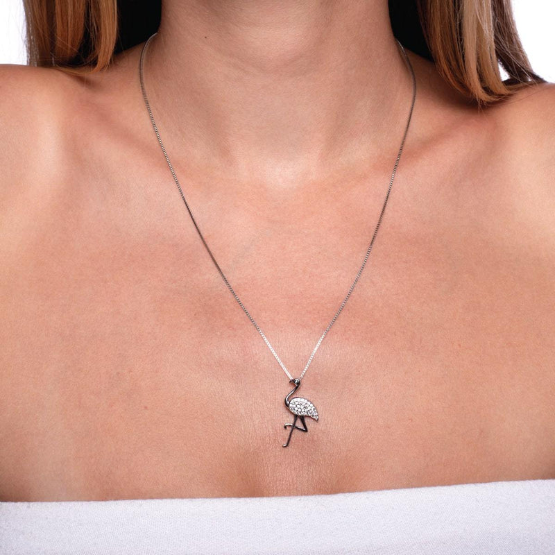 Aruba | Argent sterling .925 | Collier fermoir infini flamant rose cristal