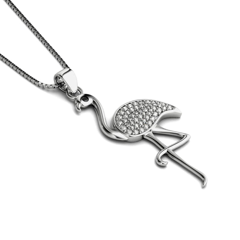 Aruba | Argent sterling .925 | Collier fermoir infini flamant rose cristal