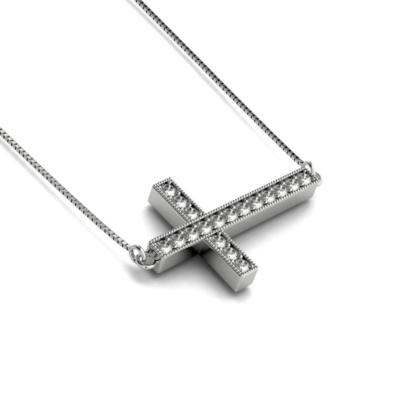 béni | Argent sterling .925 | Collier Fermoir Infini Croix de Cristal