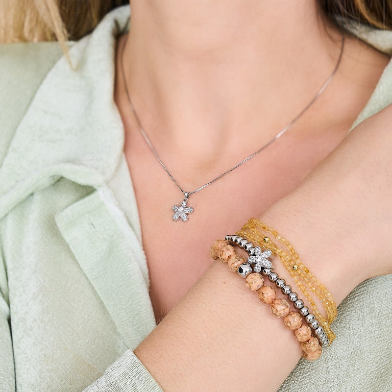 Flower Power | Argent sterling .925 | Collier fermoir infini en cristal
