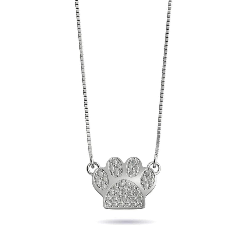 Paw | .925 Sterling Silver | Crystal Pup Print Infinity Clasp Necklace