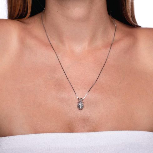 Pina colada | Argent sterling .925 | Collier fermoir infini cristal ananas