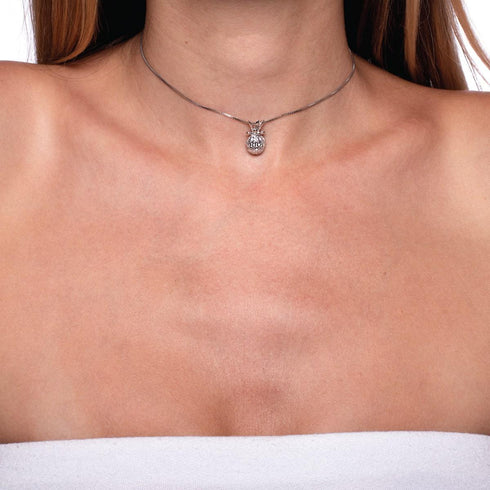 Pina colada | Argent sterling .925 | Collier fermoir infini cristal ananas
