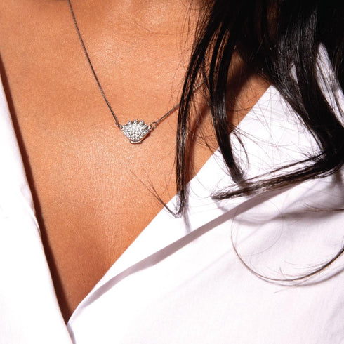 Plage | Argent sterling .925 | Collier fermoir infini coquillage cristal
