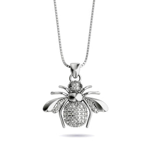 Queen | .925 Sterling Silver | Crystal Honeybee Infinity Clasp Necklace
