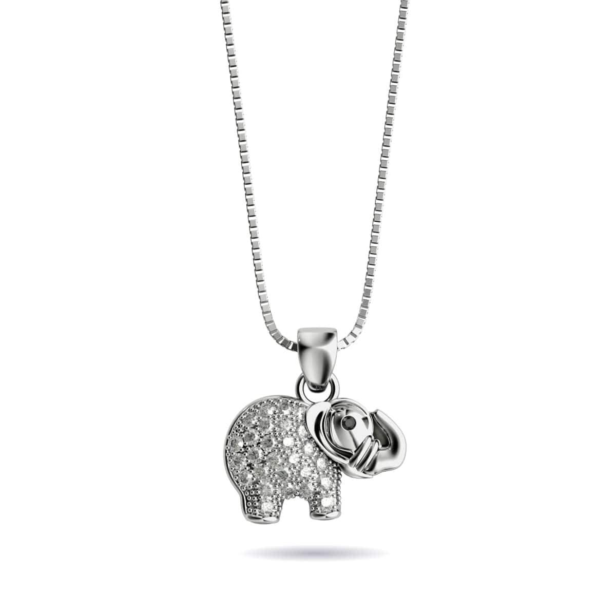 Sanctuaire | Argent sterling .925 | Collier fermoir infini éléphant en cristal