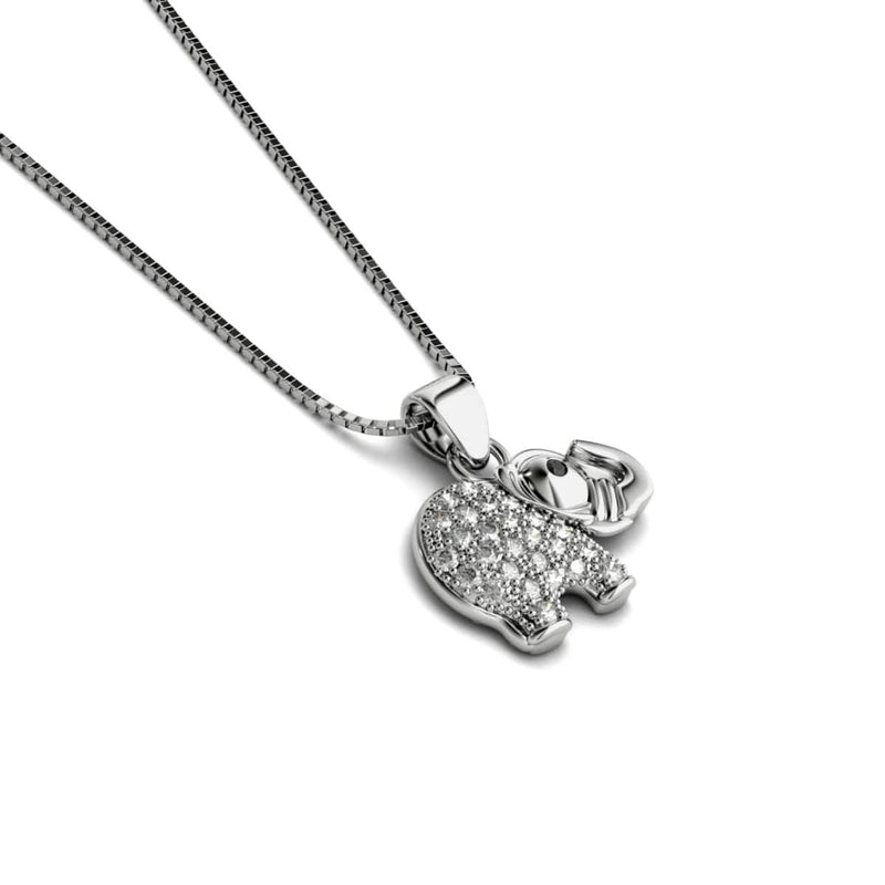 Sanctuaire | Argent sterling .925 | Collier fermoir infini éléphant en cristal