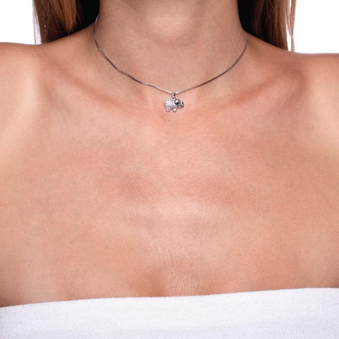 Sanctuaire | Argent sterling .925 | Collier fermoir infini éléphant en cristal