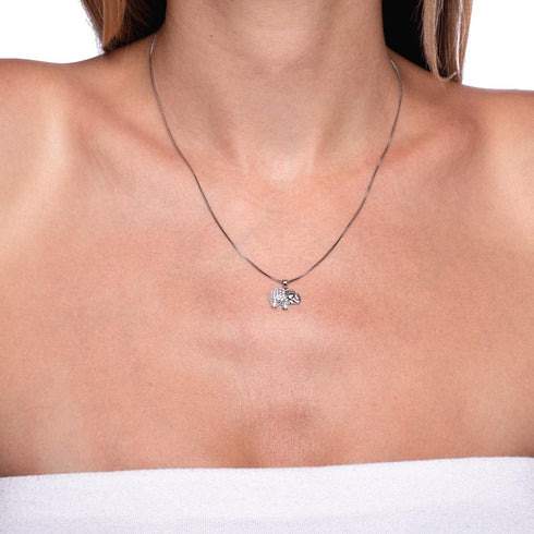 Sanctuaire | Argent sterling .925 | Collier fermoir infini éléphant en cristal