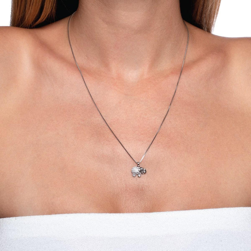 Sanctuaire | Argent sterling .925 | Collier fermoir infini éléphant en cristal