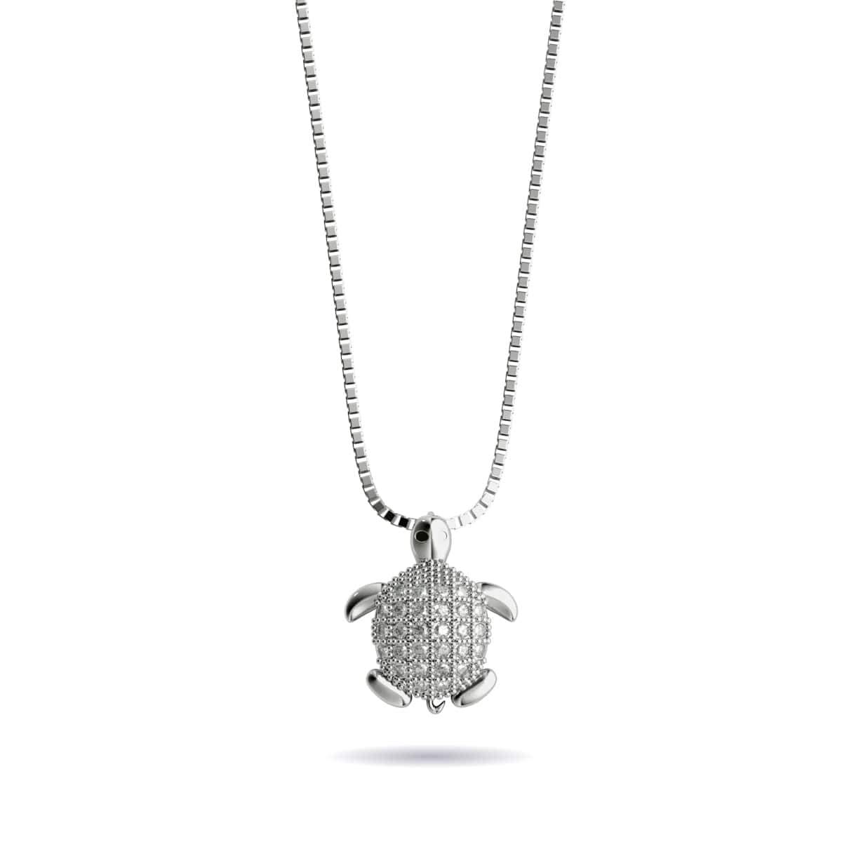 Tortue | Argent sterling .925 | Collier fermoir infini tortue de mer en cristal