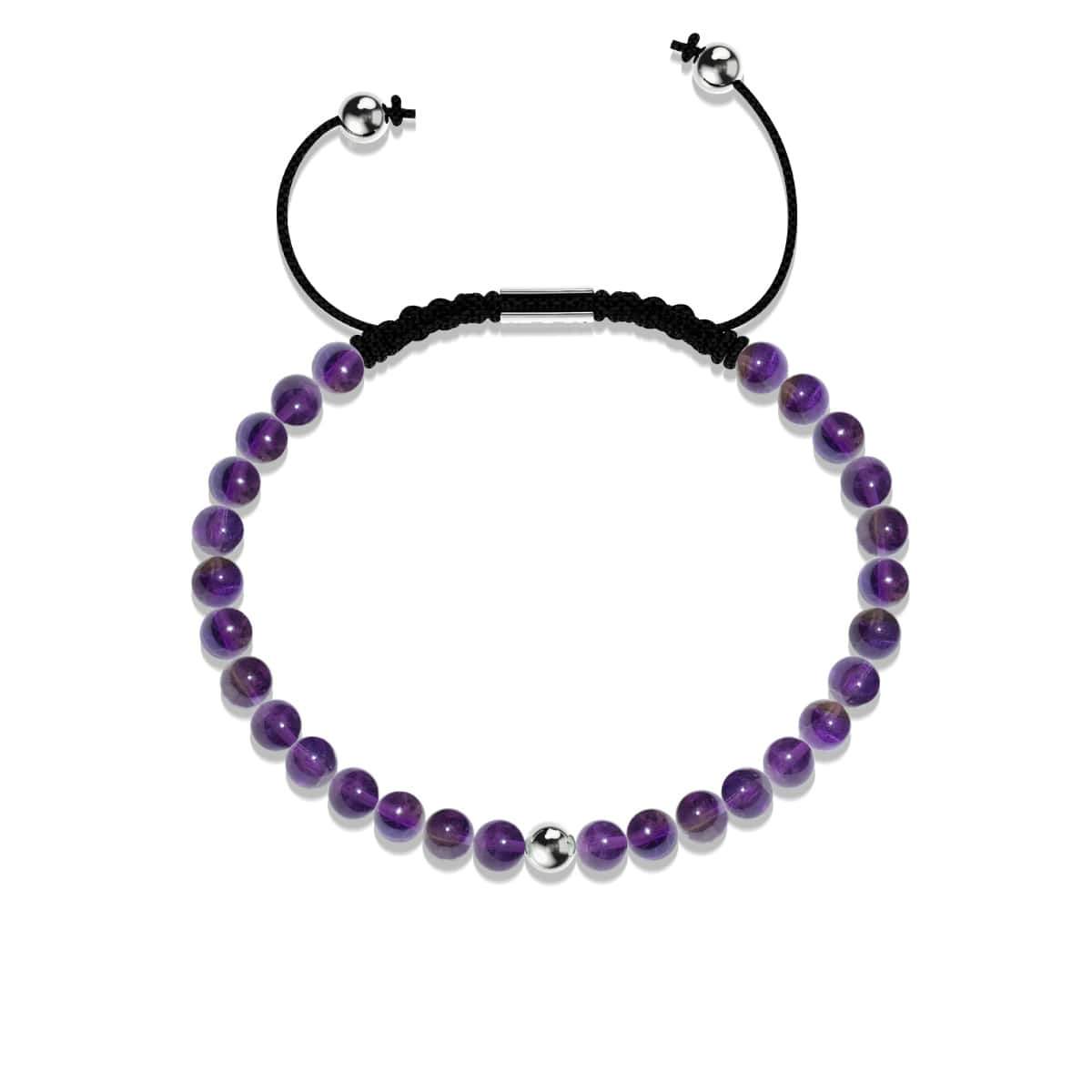 Améthyste | Argent sterling .925 | Bracelet en macramé avec pierres précieuses Focus