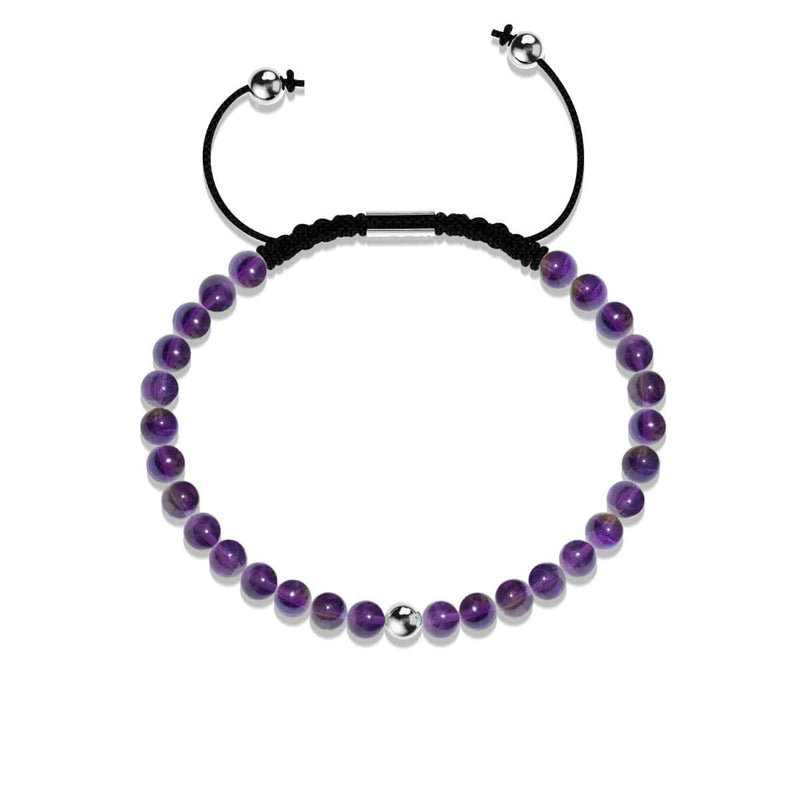 Améthyste | Argent sterling .925 | Bracelet en macramé avec pierres précieuses Focus
