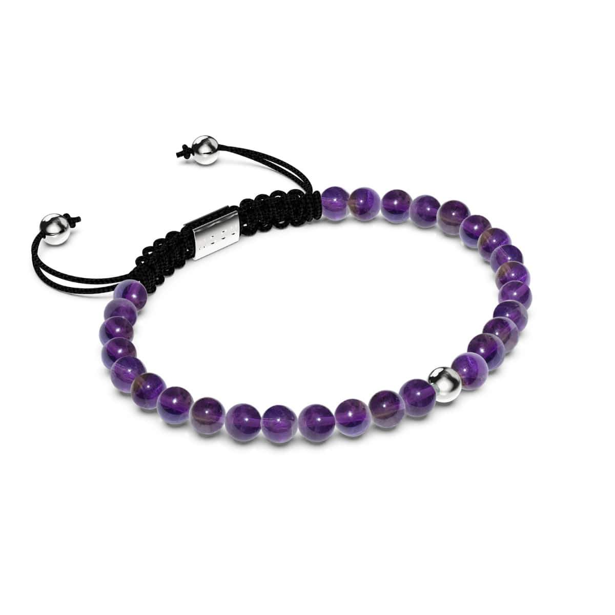 Améthyste | Argent sterling .925 | Bracelet en macramé avec pierres précieuses Focus