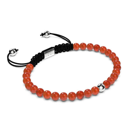 Corail | Argent sterling .925 | Bracelet en macramé avec pierres précieuses Focus