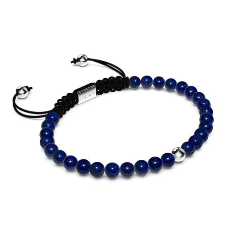 Lapis | Argent sterling .925 | Bracelet en macramé avec pierres précieuses Focus