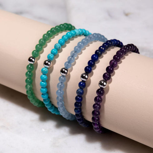 Lapis | Argent sterling .925 | Bracelet en macramé avec pierres précieuses Focus