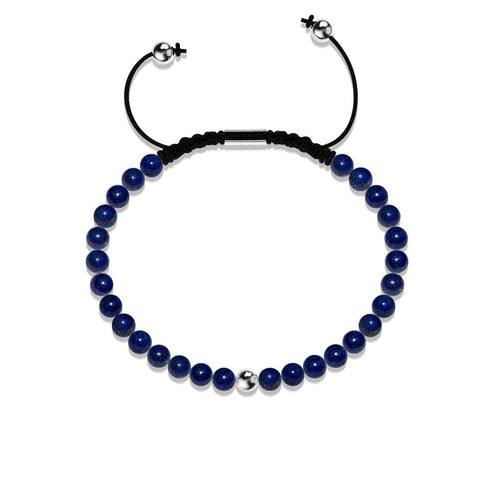 Lapis | Argent sterling .925 | Bracelet en macramé avec pierres précieuses Focus