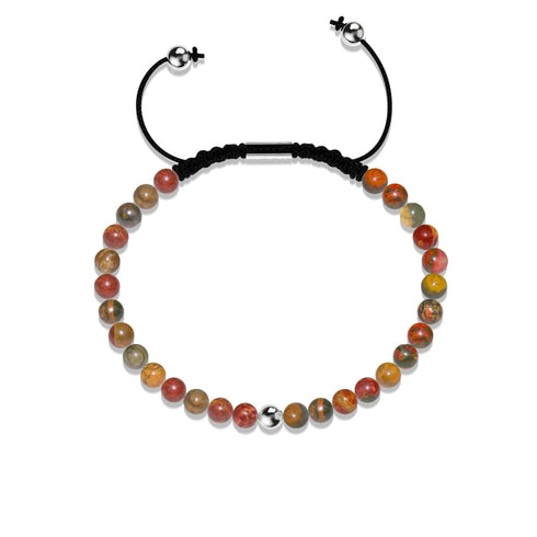 Jaspe rouge Picasso | Argent sterling .925 | Bracelet en macramé avec pierres précieuses Focus