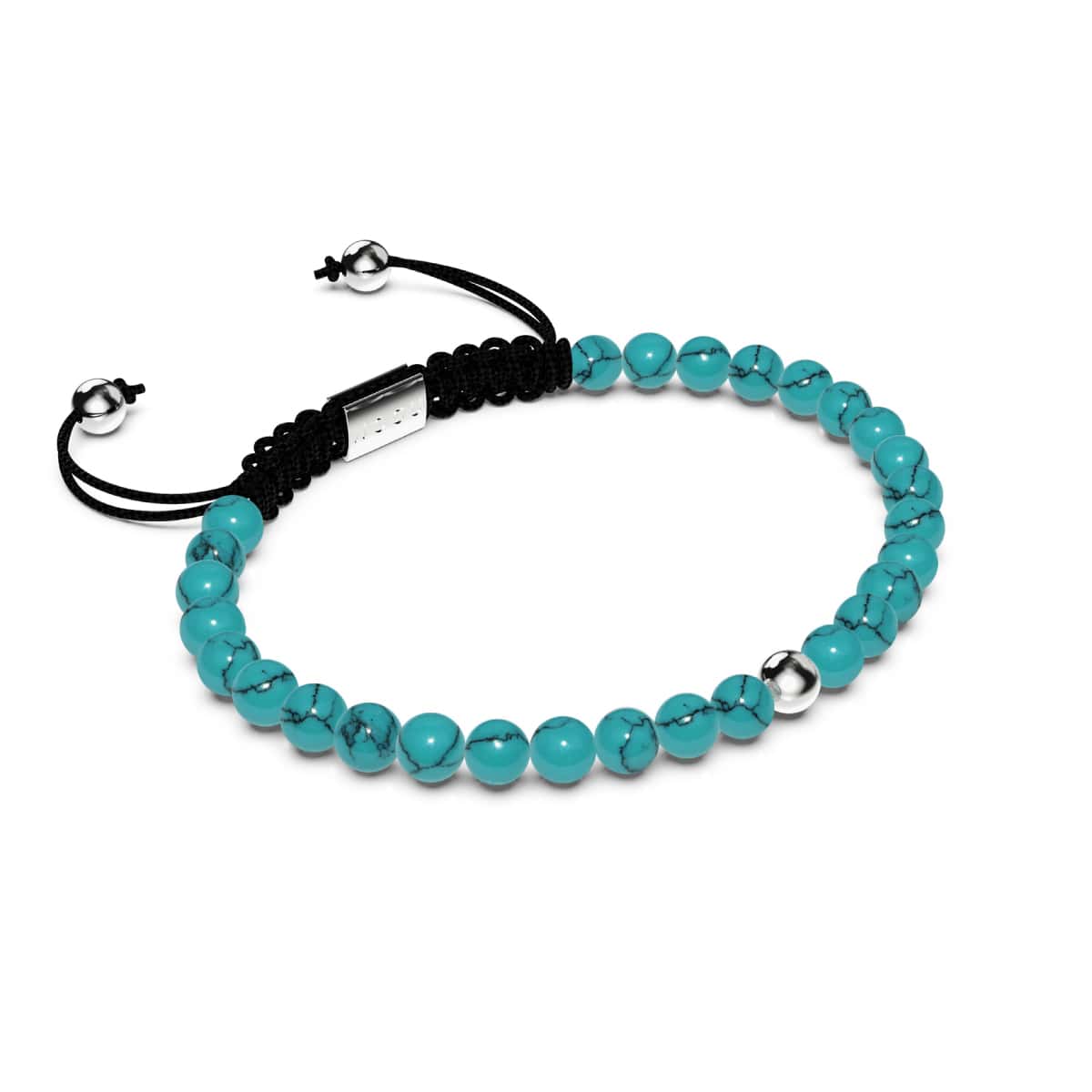 turquoise | Argent sterling .925 | Bracelet en macramé avec pierres précieuses Focus