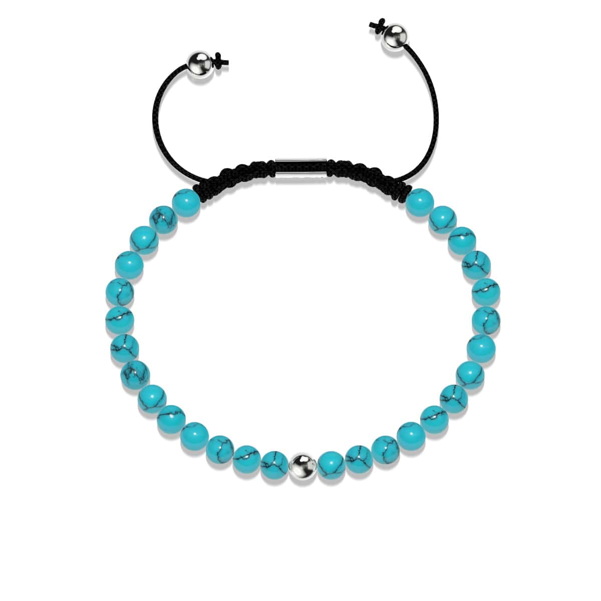 turquoise | Argent sterling .925 | Bracelet en macramé avec pierres précieuses Focus
