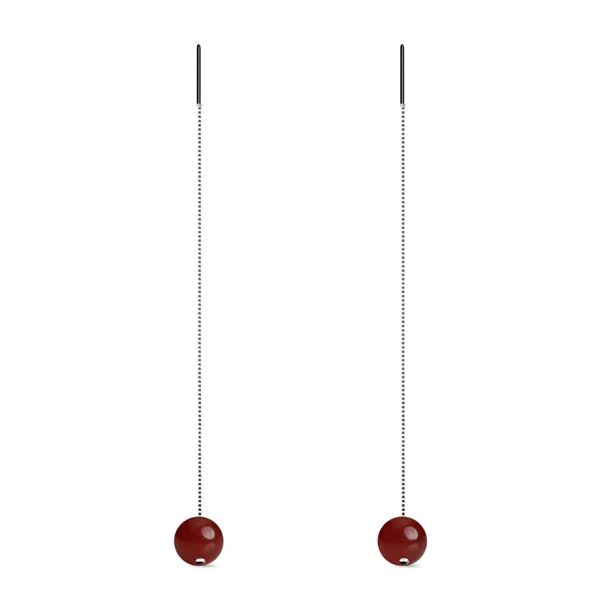 Cornaline | Argent sterling .925 | Boucles d'oreilles à enfiler avec chaîne en pierres précieuses