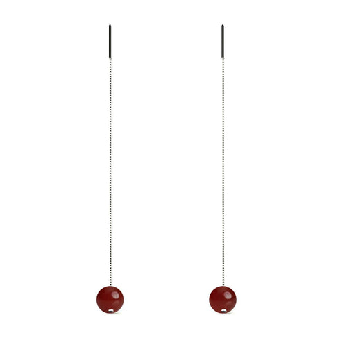 Cornaline | Argent sterling .925 | Boucles d'oreilles à enfiler avec chaîne en pierres précieuses