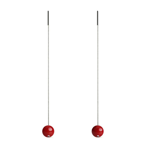 Coral | .925 Sterling Silver | Gemstone Chain Drop Threader Earrings