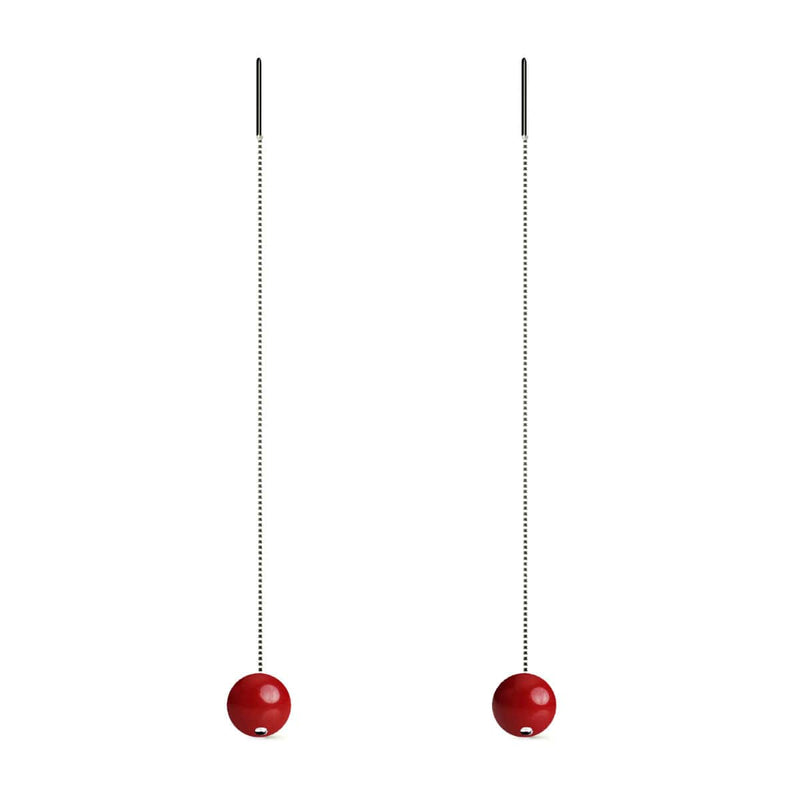 Corail | Argent sterling .925 | Boucles d'oreilles à enfiler avec chaîne en pierres précieuses