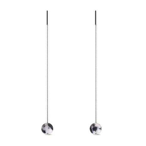 Jade Dalmatien | Argent sterling .925 | Boucles d'oreilles à enfiler avec chaîne en pierres précieuses