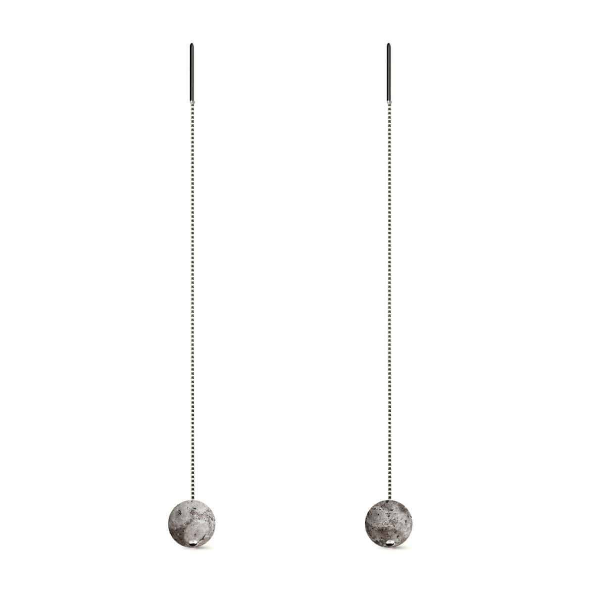 Jaspe fossile | Argent sterling .925 | Boucles d'oreilles à enfiler avec chaîne en pierres précieuses