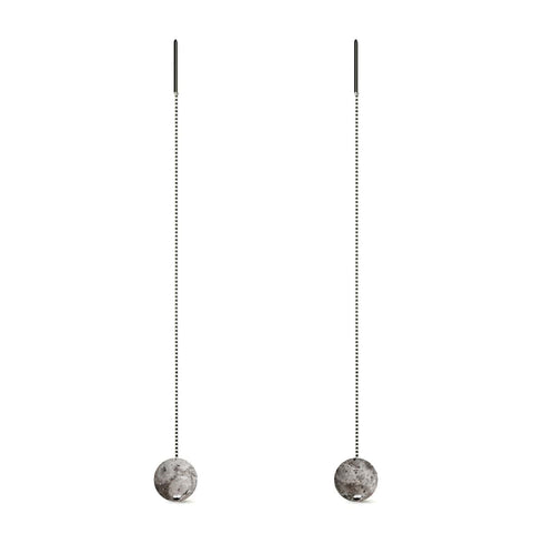 Jaspe fossile | Argent sterling .925 | Boucles d'oreilles à enfiler avec chaîne en pierres précieuses