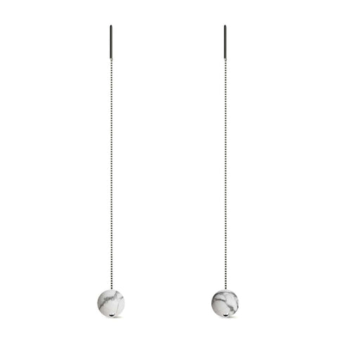 Howlite | .925 Sterling Silver | Gemstone Chain Drop Threader Earrings
