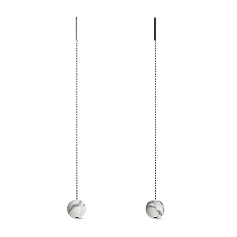 Howlite | .925 Sterling Silver | Gemstone Chain Drop Threader Earrings
