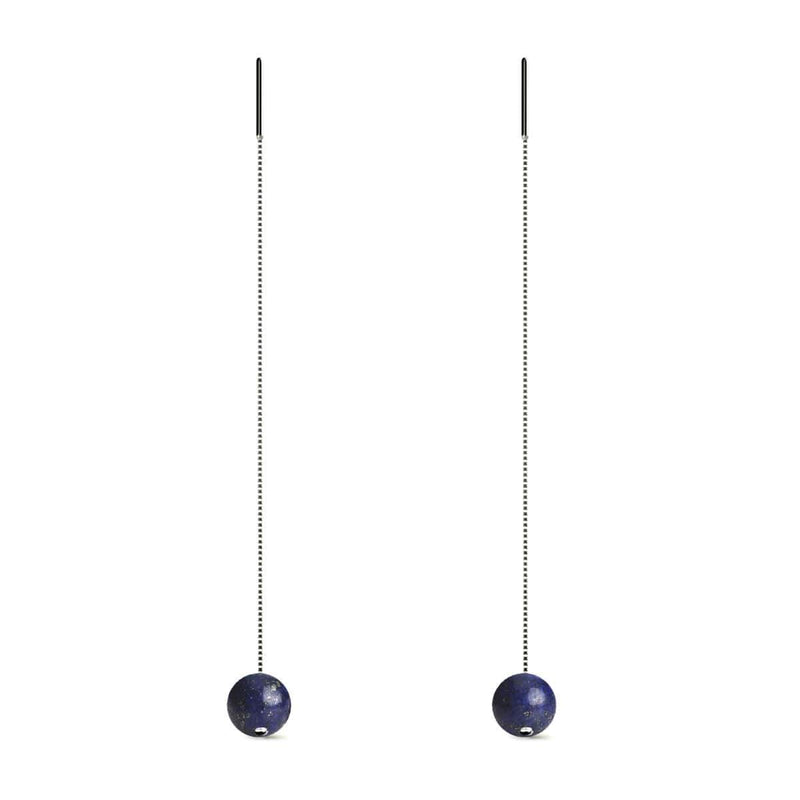 Lapis | Argent sterling .925 | Boucles d'Oreilles Chaîne Drop Threader Gemstone