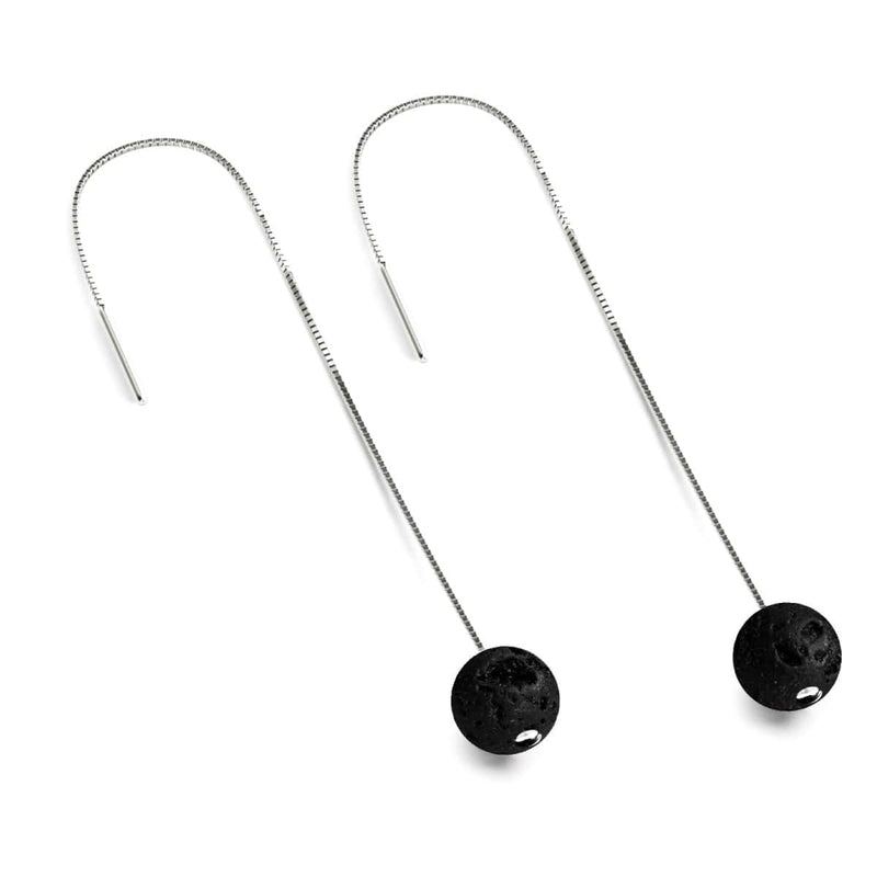 Diffuseur de pierres de lave | Argent sterling .925 | Boucles d'oreilles à enfiler avec chaîne en pierres précieuses
