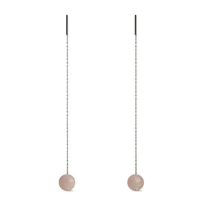 Aventurine rose | Argent sterling .925 | Boucles d'oreilles à enfiler avec chaîne en pierres précieuses