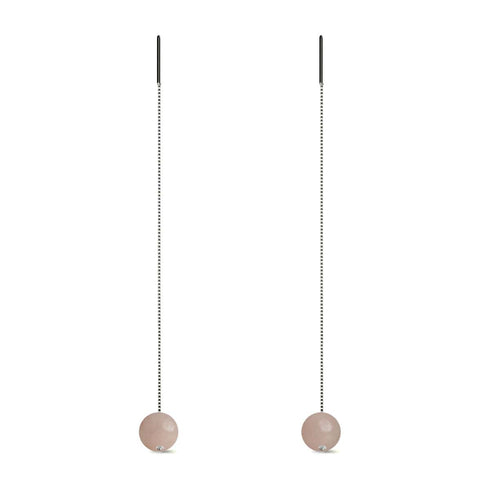 Pink Aventurine | .925 Sterling Silver | Gemstone Chain Drop Threader Earrings