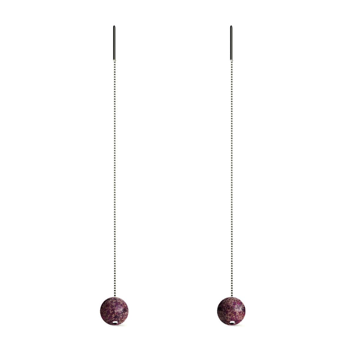 Régalite violette | Argent sterling .925 | Boucles d'oreilles à enfiler avec chaîne en pierres précieuses