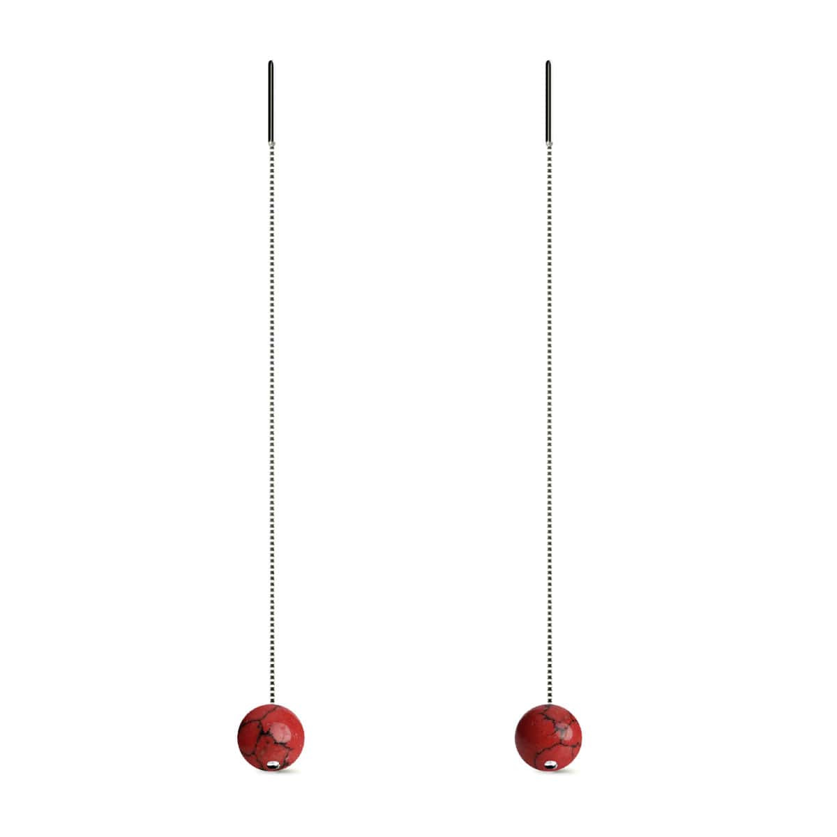 Rouge Turquoise | Argent sterling .925 | Boucles d'oreilles à enfiler avec chaîne en pierres précieuses