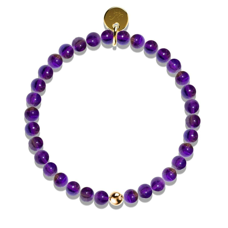 Améthyste | Or Vermeil .925 | Bracelet de perles de pierres précieuses de guérison