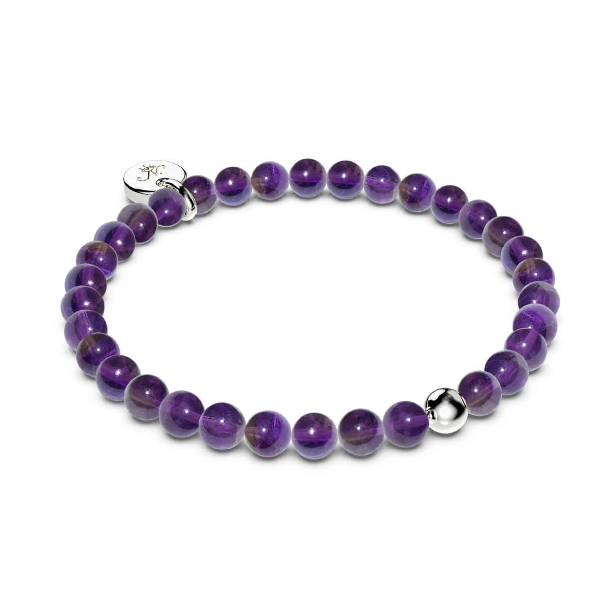Améthyste | Argent sterling .925 | Bracelet de perles de pierres précieuses de guérison
