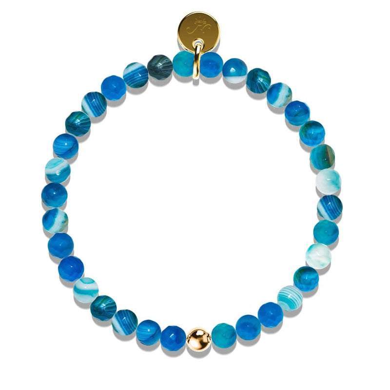 Agate Ligne Bleue | Or Vermeil .925 | Bracelet de perles de pierres précieuses de guérison