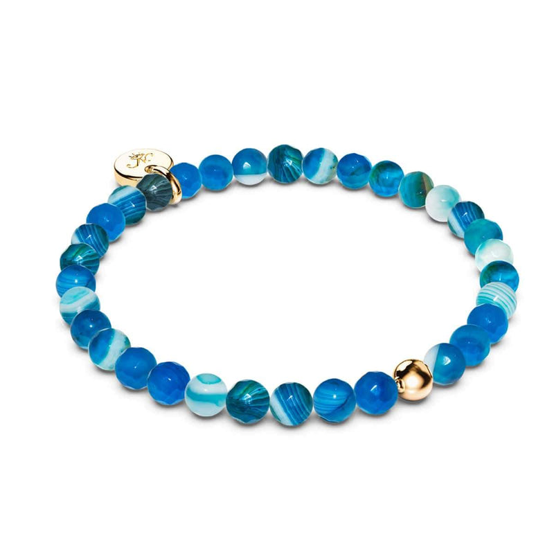 Agate Ligne Bleue | Or Vermeil .925 | Bracelet de perles de pierres précieuses de guérison