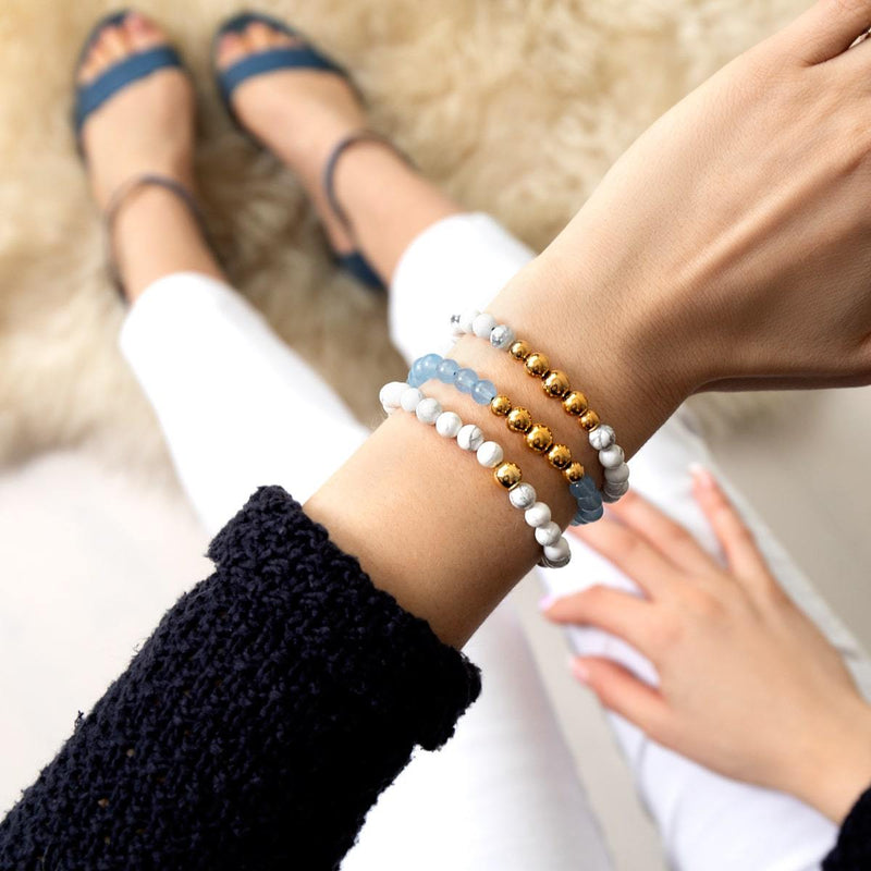 Howlite | .925 Sterling Gold Vermeil | Healing Gemstone Bead Bracelet
